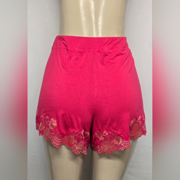 Soma L Two Piece Pajama Set Intimates Lingerie Pink Gold Lace Stretch Knit - Picture 4 of 5